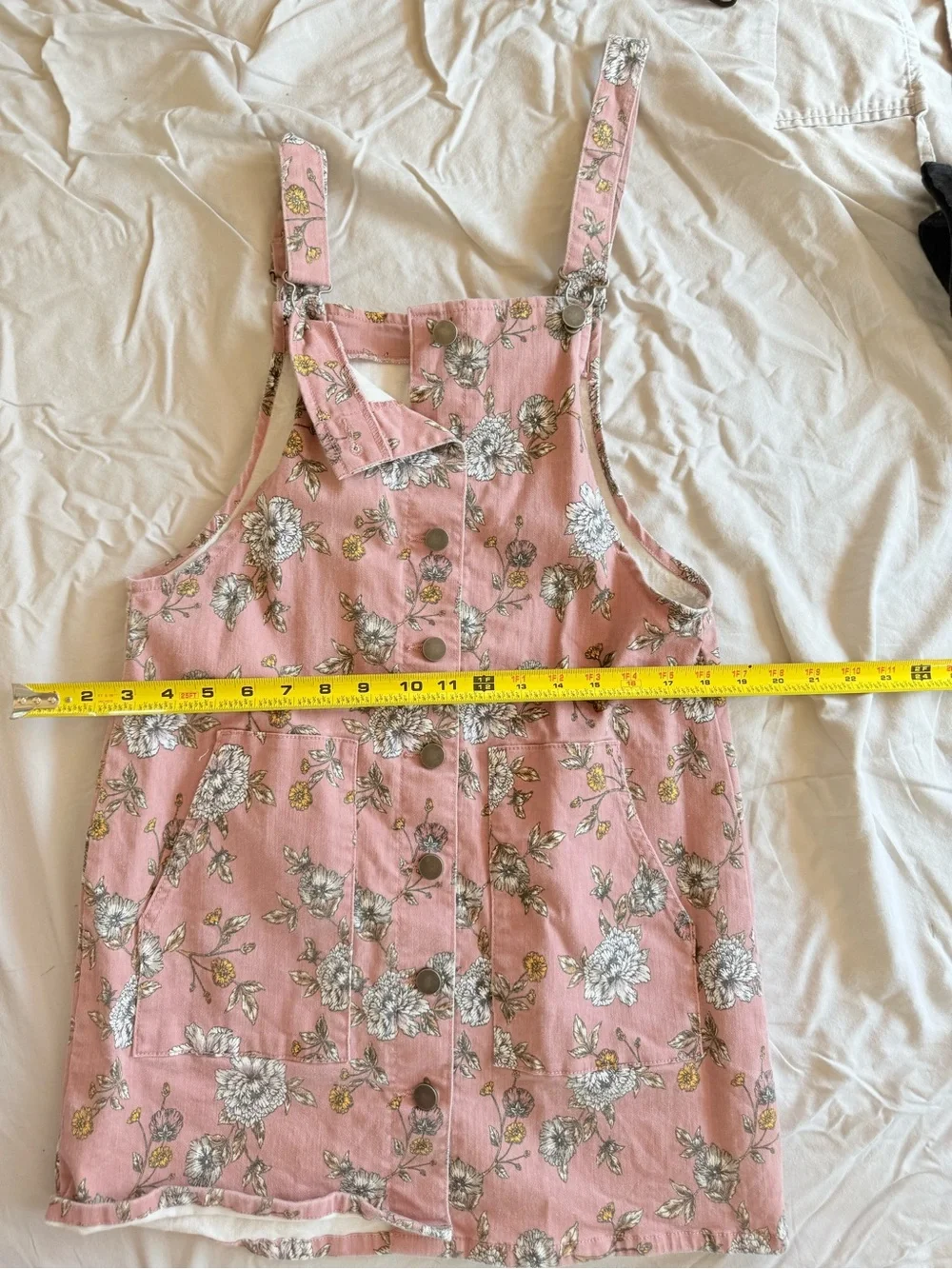 SO Girls' Pink Floral Button-Front Pinafore Dress
